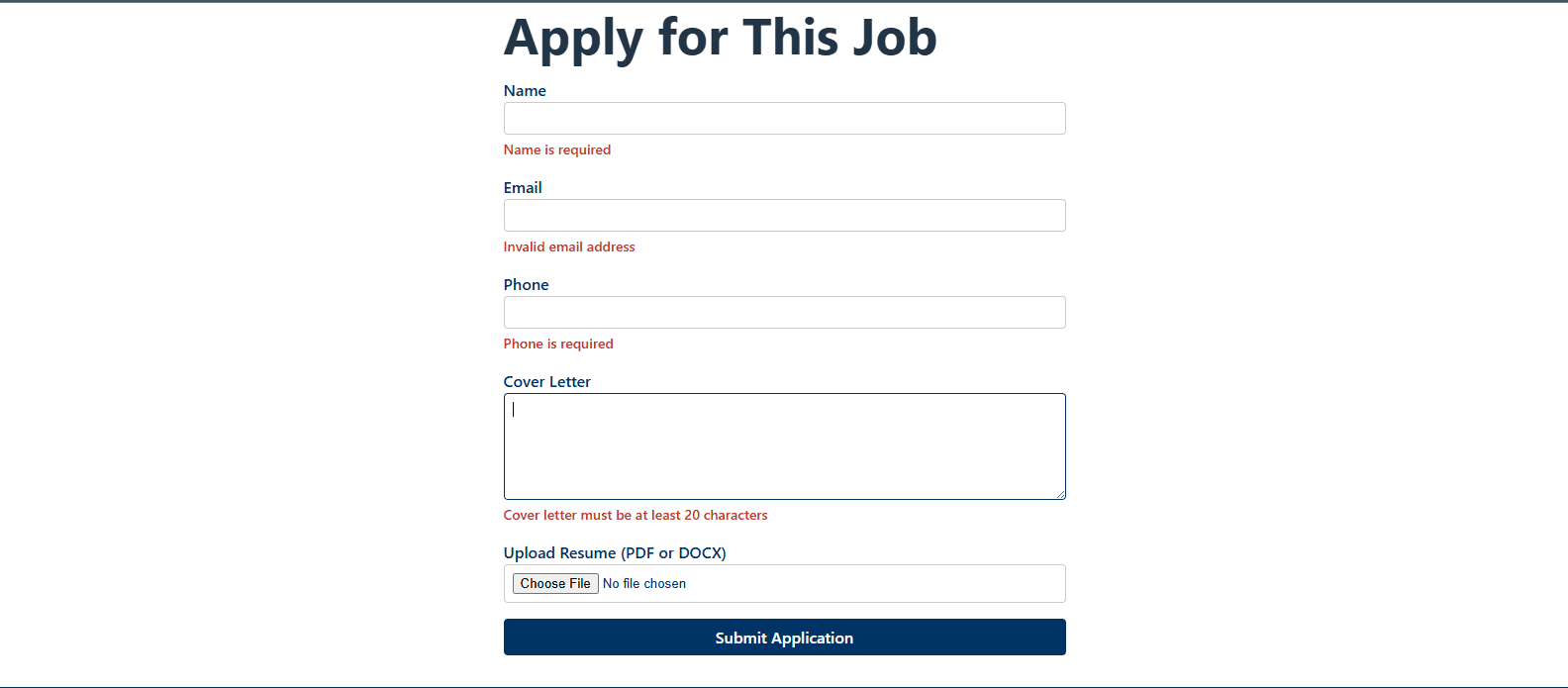 Apply form