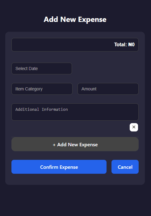 Add expense on mobile